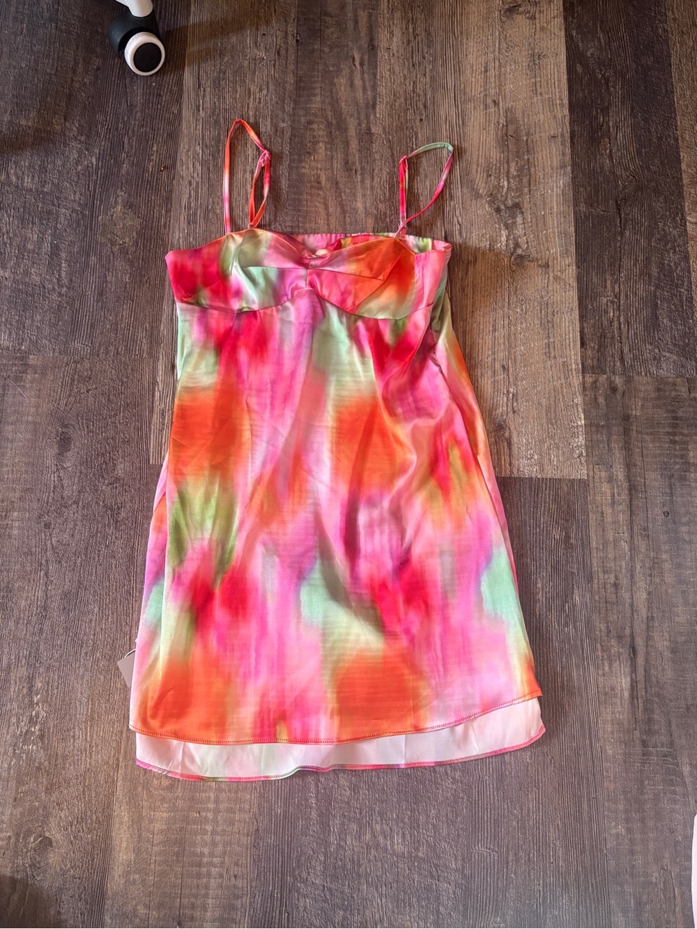 NWT Missguided Satin Slip Dress in Pink, Orange & Green